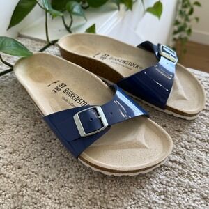 NEW Birkenstock Madrid BLUEBERRY Patent Sandals Women 37 COMFORT 6-6.5 NARROW